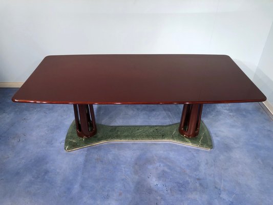 Mid-Century Italian Mahogany and Marble Dining Table by Vittorio Dassi, 1950s-MTX-730944