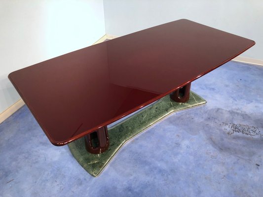 Mid-Century Italian Mahogany and Marble Dining Table by Vittorio Dassi, 1950s-MTX-730944