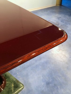 Mid-Century Italian Mahogany and Marble Dining Table by Vittorio Dassi, 1950s-MTX-730944