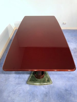 Mid-Century Italian Mahogany and Marble Dining Table by Vittorio Dassi, 1950s-MTX-730944