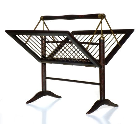 Mid-Century Italian Mahogany Magazine Rack by Cesare Lacca, 1950s-KGD-731222