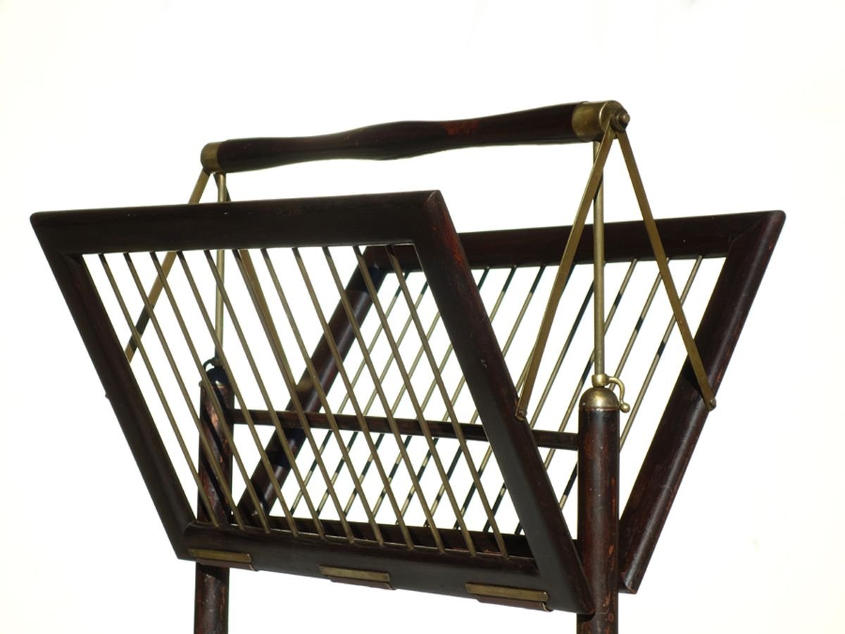 Mid-Century Italian Mahogany Magazine Rack by Cesare Lacca, 1950s