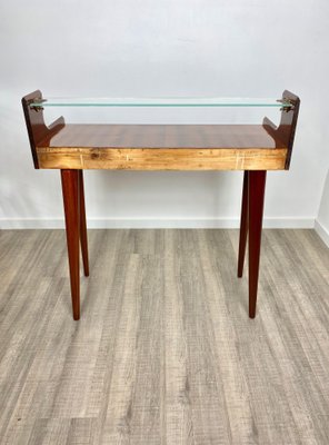 Mid-Century Italian Mahogany Wood & Glass Console Table by Carlo De Carli, 1950s-LYQ-1171647