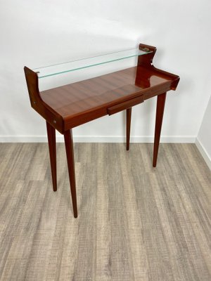 Mid-Century Italian Mahogany Wood & Glass Console Table by Carlo De Carli, 1950s-LYQ-1171647