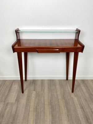 Mid-Century Italian Mahogany Wood & Glass Console Table by Carlo De Carli, 1950s-LYQ-1171647