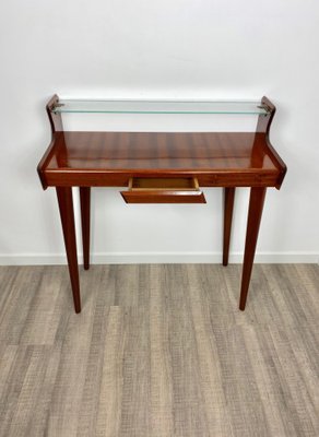 Mid-Century Italian Mahogany Wood & Glass Console Table by Carlo De Carli, 1950s-LYQ-1171647