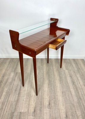 Mid-Century Italian Mahogany Wood & Glass Console Table by Carlo De Carli, 1950s-LYQ-1171647