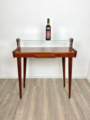 Mid-Century Italian Mahogany Wood & Glass Console Table by Carlo De Carli, 1950s-LYQ-1171647