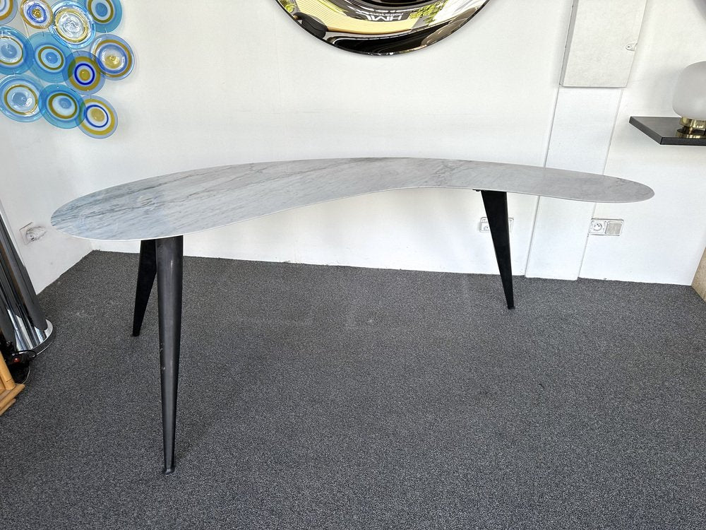 Mid-Century Italian Marble and Metal Boomerang Compass Console Table, 1970s