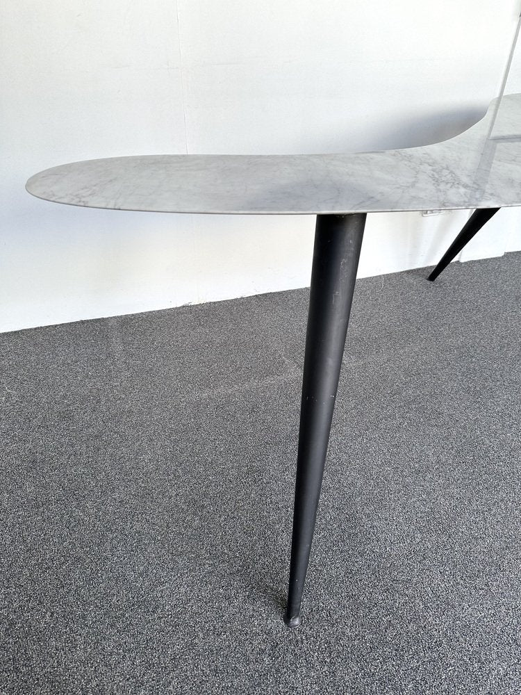 Mid-Century Italian Marble and Metal Boomerang Compass Console Table, 1970s