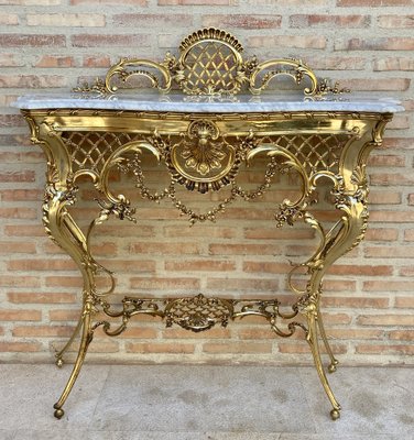 Mid-Century Italian Marble Top & Bronze Console, 1960-NOU-1773583