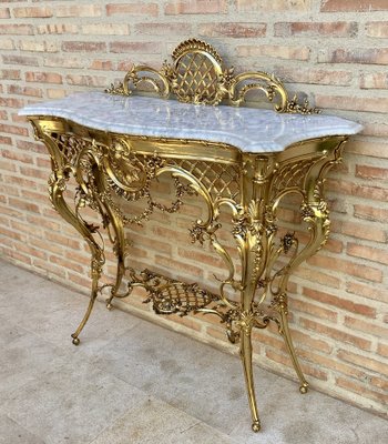 Mid-Century Italian Marble Top & Bronze Console, 1960-NOU-1773583