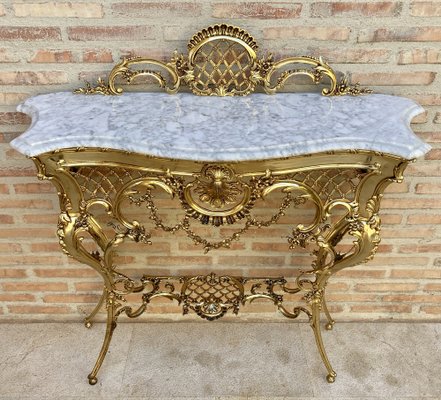 Mid-Century Italian Marble Top & Bronze Console, 1960-NOU-1773583