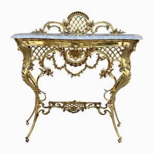 Mid-Century Italian Marble Top & Bronze Console, 1960-NOU-1773583