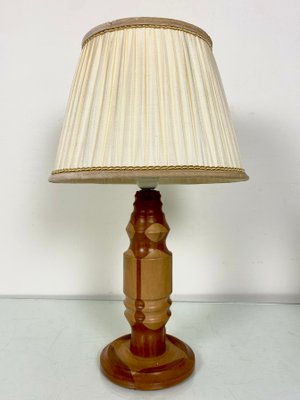 Mid-Century Italian Marquetry Table Lamp in Wood-WZZ-1228949