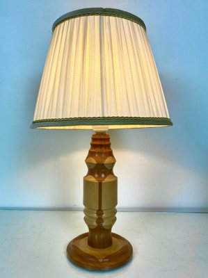 Mid-Century Italian Marquetry Table Lamp in Wood-WZZ-1228949