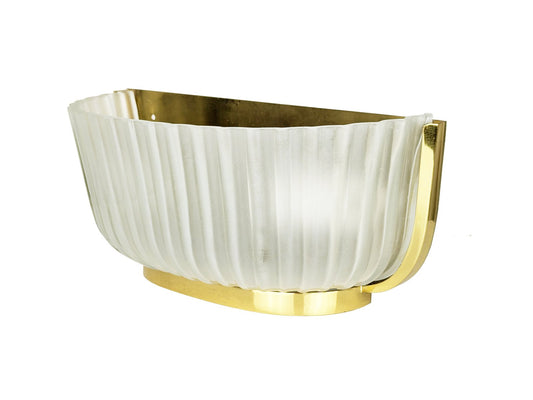 Mid-Century Italian Metal Brass and Molded Glass Sconce from Fidenza Vetraria