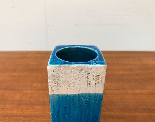 Mid-Century Italian Minimalist Blue and White Pottery Vase From Bitossi, 1960s-UAH-1262760