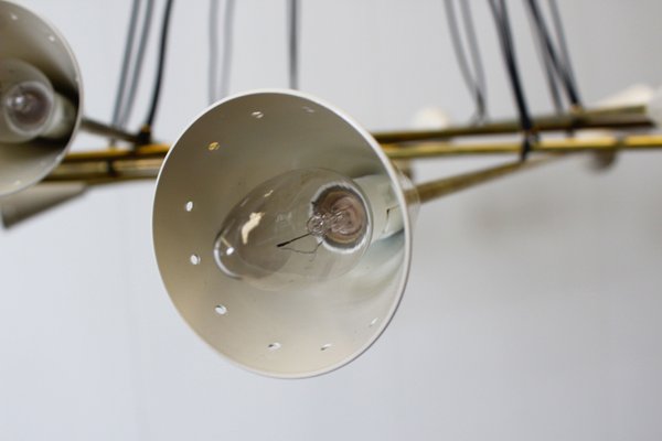 Mid-Century Italian Minimalist Chandelier in Brass in the Style of Stilnovo, 1950s-WIP-671314