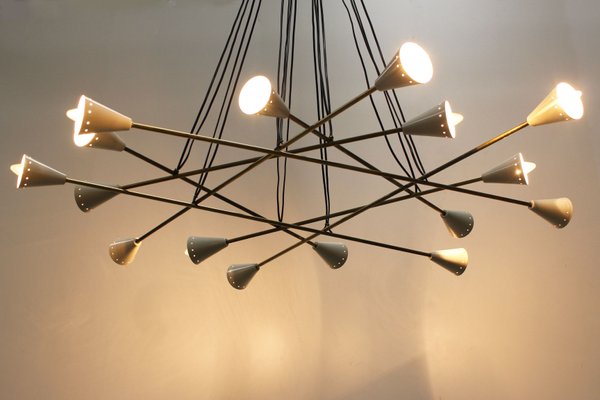 Mid-Century Italian Minimalist Chandelier in Brass in the Style of Stilnovo, 1950s-WIP-671314