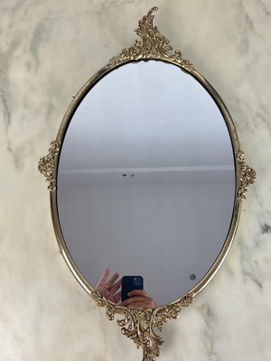 Mid-Century Italian Mirror in Brass, 1960s-YST-1754661