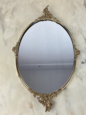 Mid-Century Italian Mirror in Brass, 1960s-YST-1754661