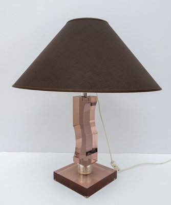 Mid-Century Italian Modern Acrylic Glass and Silver Table Lamp, 1970s-FER-1699902