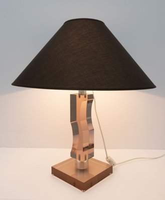 Mid-Century Italian Modern Acrylic Glass and Silver Table Lamp, 1970s-FER-1699902