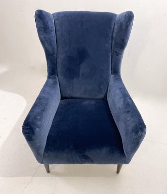 Mid-Century Italian Modern Armchairs in Blue Velvet, 1950s, Set of 2-FGA-1448567