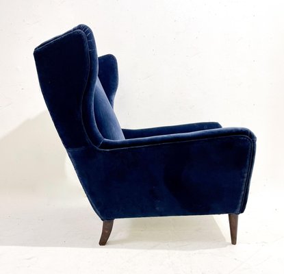 Mid-Century Italian Modern Armchairs in Blue Velvet, 1950s, Set of 2-FGA-1448567