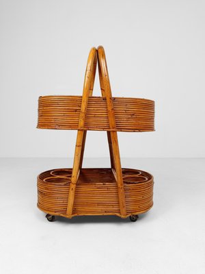 Mid-Century Italian Modern Bar Cart in Bamboo, Cane & Rattan, 1960s-UIW-2033164