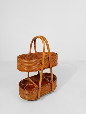 Mid-Century Italian Modern Bar Cart in Bamboo, Cane & Rattan, 1960s-UIW-2033164