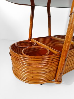 Mid-Century Italian Modern Bar Cart in Bamboo, Cane & Rattan, 1960s-UIW-2033164