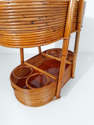 Mid-Century Italian Modern Bar Cart in Bamboo, Cane & Rattan, 1960s-UIW-2033164