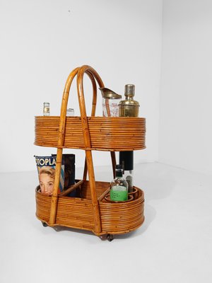 Mid-Century Italian Modern Bar Cart in Bamboo, Cane & Rattan, 1960s-UIW-2033164