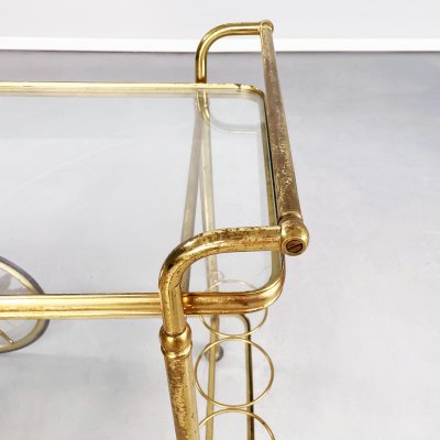 Mid-Century Italian Modern Bar Cart in Brass & Glass, 1950s-GDD-1230453