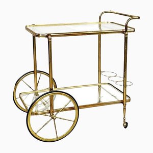 Mid-Century Italian Modern Bar Cart in Brass & Glass, 1950s-GDD-1230453