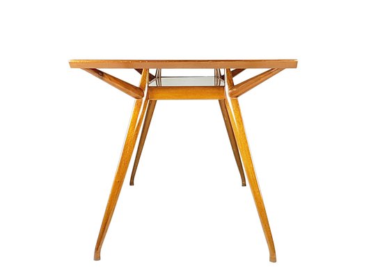 Mid-Century Italian Modern Beech Wood and Glass Dining Table from Isa, 1950s-RD-1819433