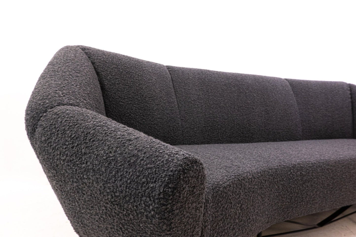 Mid-Century Italian Modern Black Bouclette Sofa, 1950s