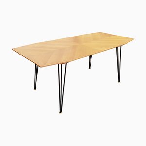 Mid-Century Italian Modern Brass and Black Metal Dining Table, 1950s-RD-2033694