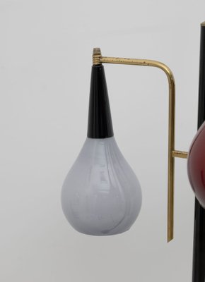 Mid-Century Italian Modern Brass and Colored Glass Floor Lamp from Stilnovo, 1950s-FER-1754235