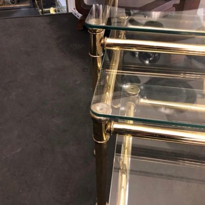 Mid-Century Italian Modern Brass and Glass Nesting Tables, 1960, Set of 3-NMK-1109345