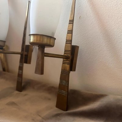 Mid-Century Italian Modern Brass and Glass Wall Sconces from Arredoluce, 1960s, Set of 2-NMK-1726162