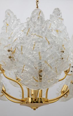 Mid-Century Italian Modern Brass and Murano Glass Chandelier, 1970s-FER-1720649