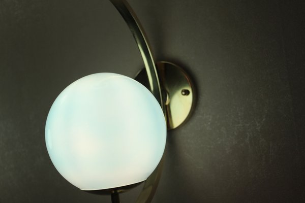 Mid-Century Italian Modern Brass and Turquoise Blue Glass Sconces, 1990s, Set of 2-YF-796115