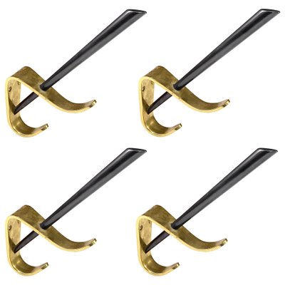 Mid-Century Italian Modern Brass & Lacquered Aluminum Coat Hooks, 1970s, Set of 4-JDR-1125449