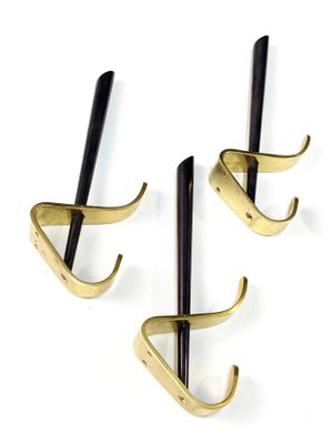 Mid-Century Italian Modern Brass & Lacquered Aluminum Coat Hooks, 1970s, Set of 4-JDR-1125449