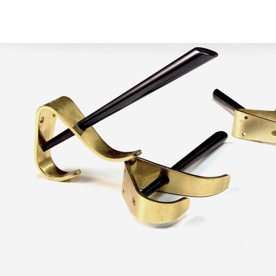 Mid-Century Italian Modern Brass & Lacquered Aluminum Coat Hooks, 1970s, Set of 4-JDR-1125449