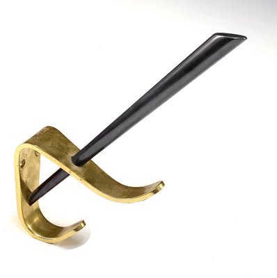 Mid-Century Italian Modern Brass & Lacquered Aluminum Coat Hooks, 1970s, Set of 4-JDR-1125449