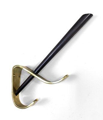 Mid-Century Italian Modern Brass & Lacquered Aluminum Coat Hooks, 1970s, Set of 4-JDR-1125449